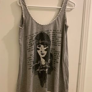 Grey Graphic Tank Top